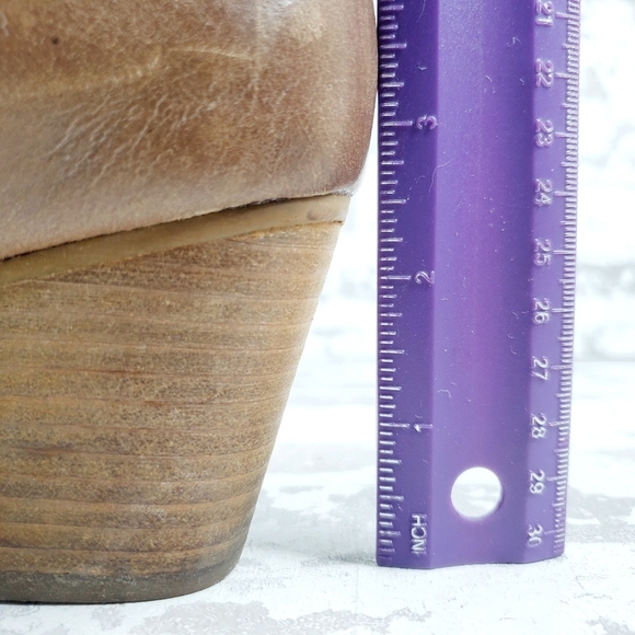 Crown Vintage Brown Leather Zip Up Block Heel Ankle Booties O273 - Picture 9 of 13